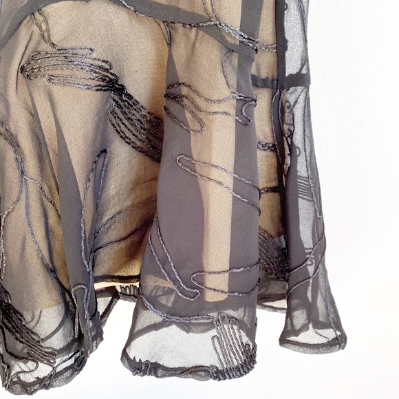 HALSTON HERITAGE sheer embroidered slip dress - Picture 3 of 4